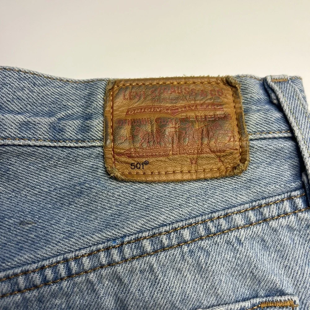 Levi's 501 Cut Off Blue Jean Shorts Women 28 High Rise Button Fly Hipster Summer